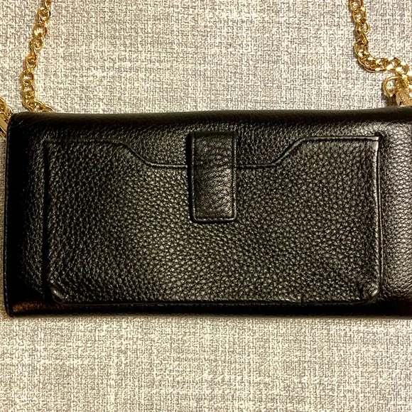 Céline Dion Collection - Black Leather Wallet/ Purse with Shoulder Straps - Picture 2 of 11